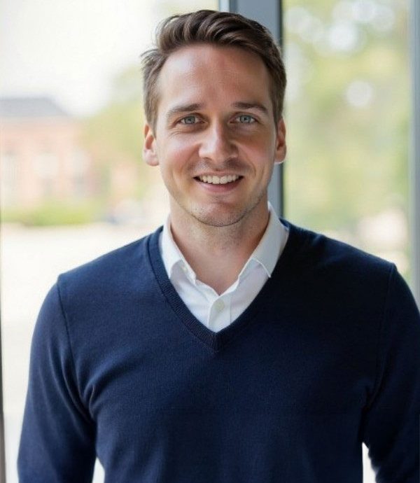 Smiling professional man in a navy sweater and white shirt, representing Captyx business brokerage and M&A advisory services.