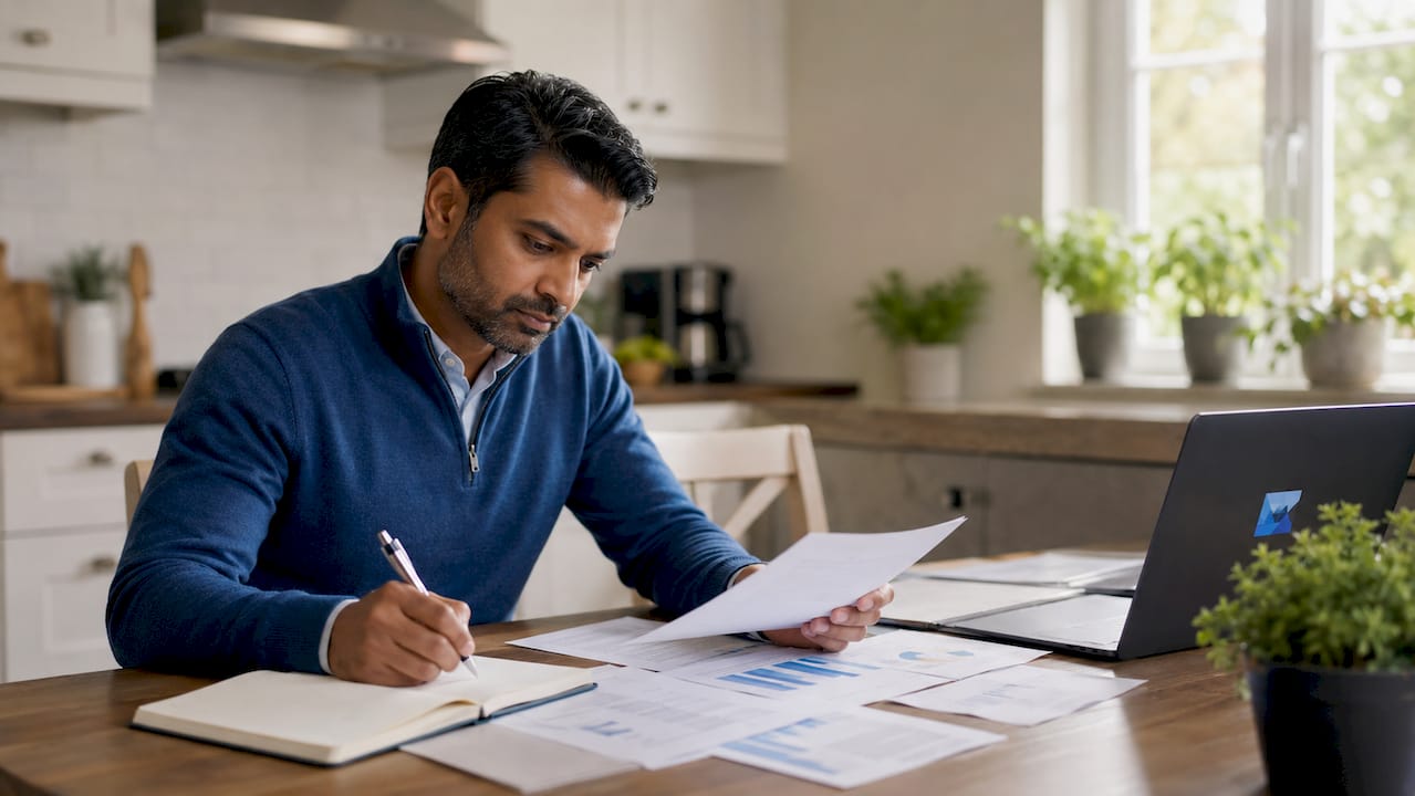 Business owner reviewing financial documents
