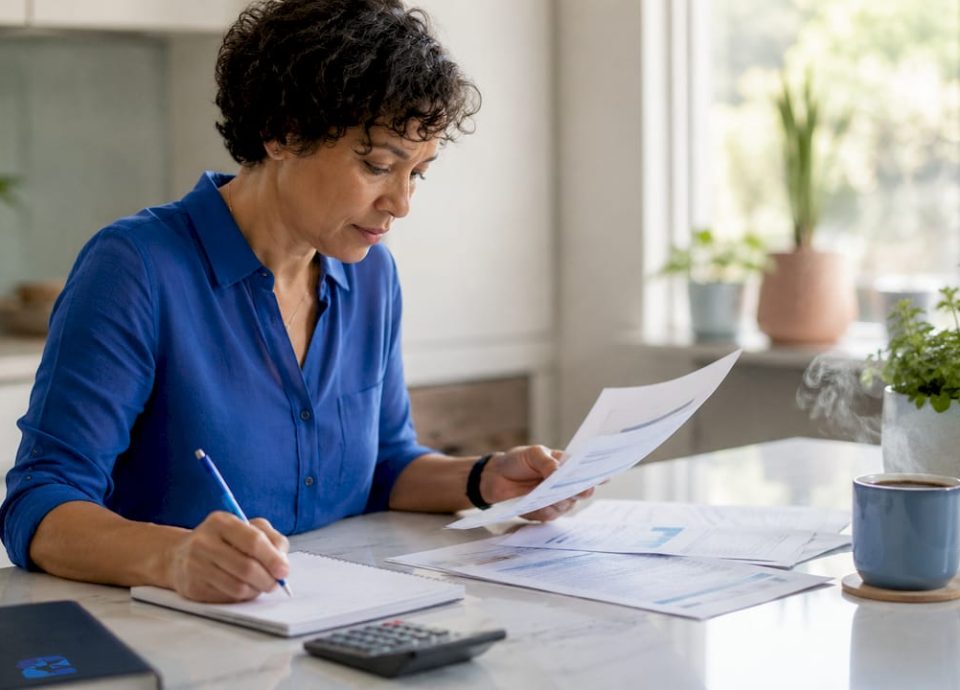 Person reviewing business financial documents