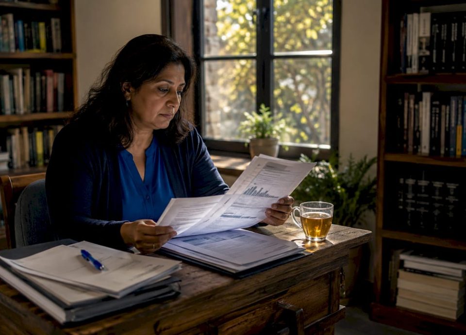 Woman reviewing business valuation report