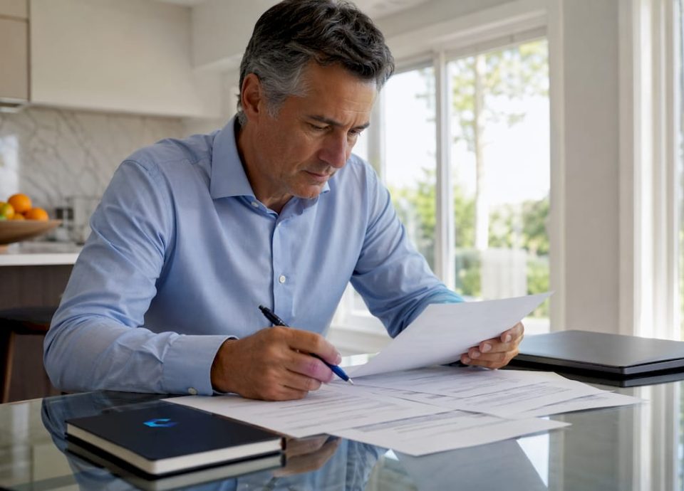 Man reviewing family business transition documents