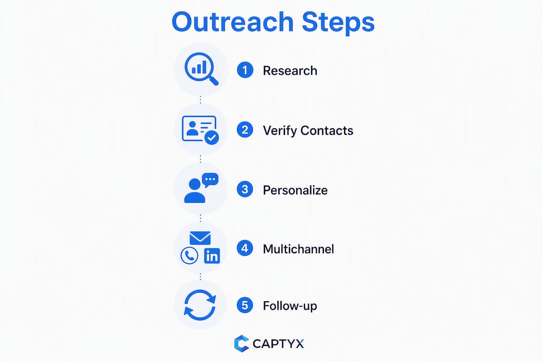 Infographic outlining cold outreach process steps