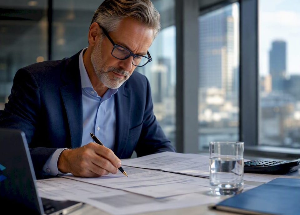 Business owner reviewing tax planning documents