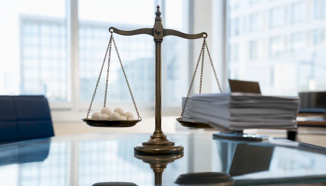 Balance scale symbolizing confidentiality trade-off