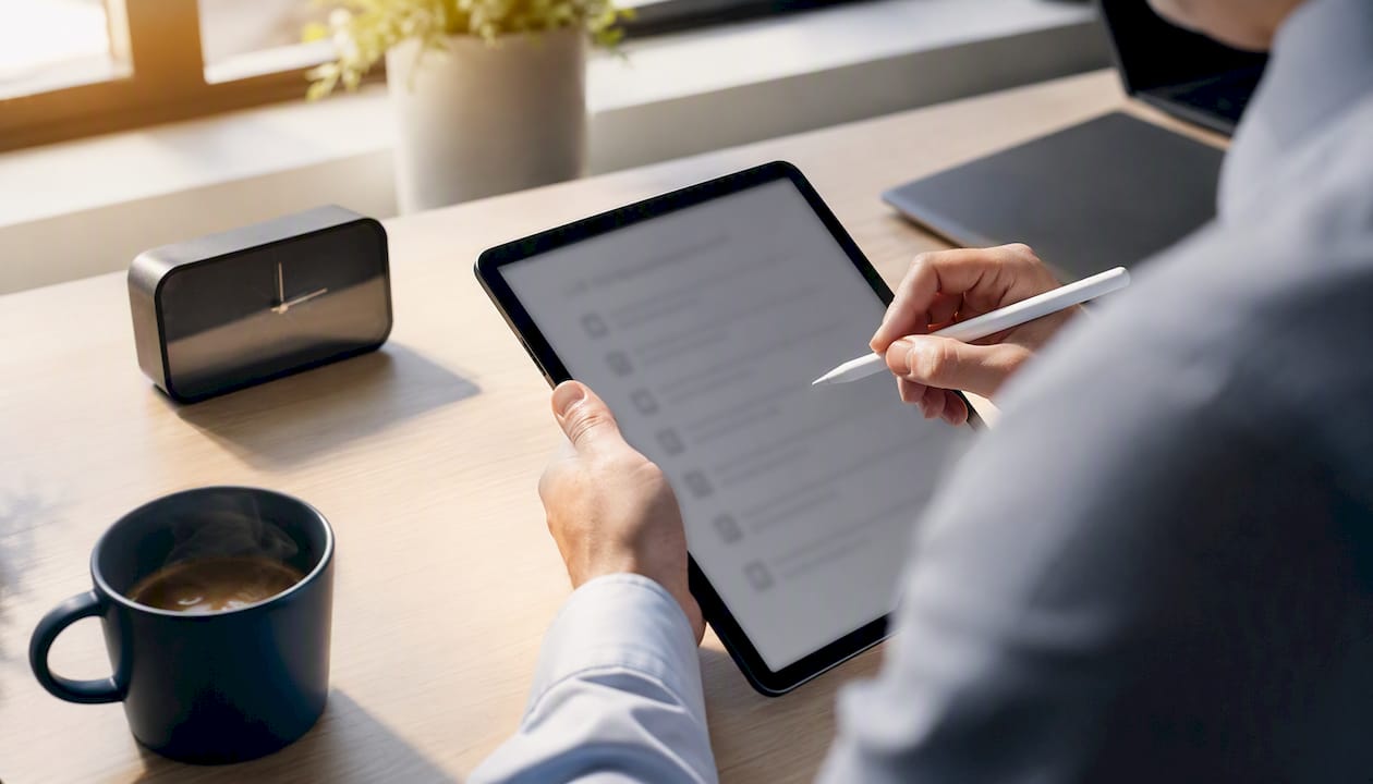 Advisor performing value gap audit on tablet