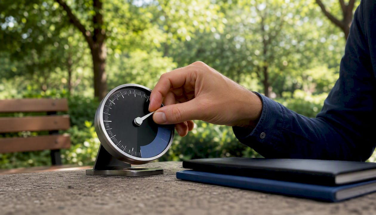 Hand adjusting business signal dial