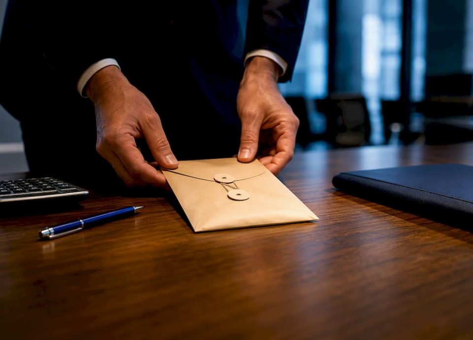 Escrow deposit prepared for business closing