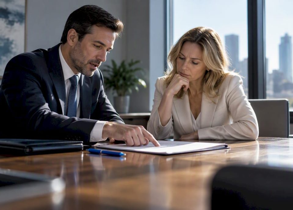 Attorney and seller reviewing no-shop clause