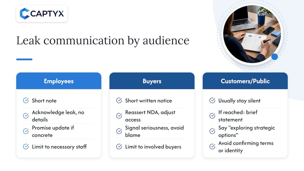 Communication templates and protocols during a leak &mdash; overview diagram