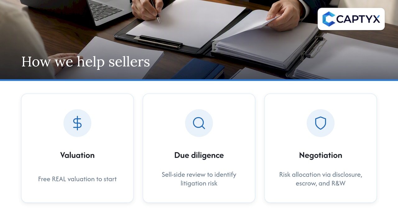 How we help owners sell through active litigation &mdash; overview diagram