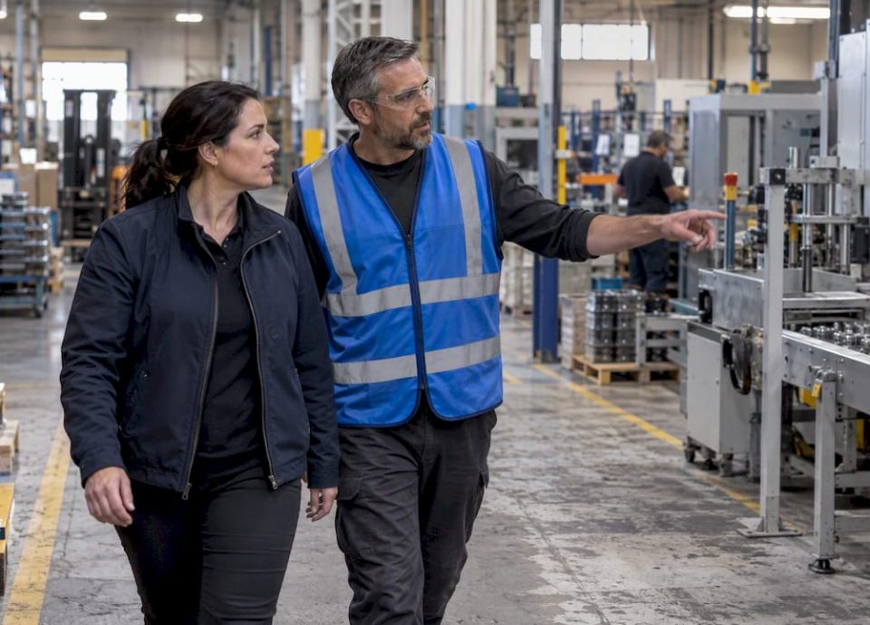 Buyer inspecting commercial facility during site visit