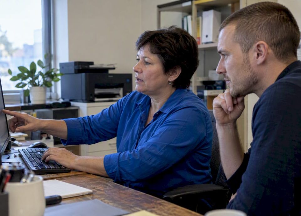 Owner demonstrating a process to a successor