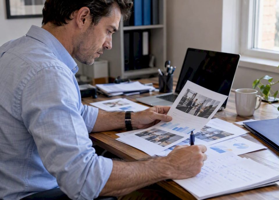 Advisor revising a business sale brochure